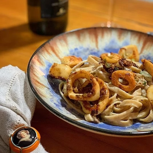 Banner da receita de Talharim al limone com especiarias e lula grelhada⁣